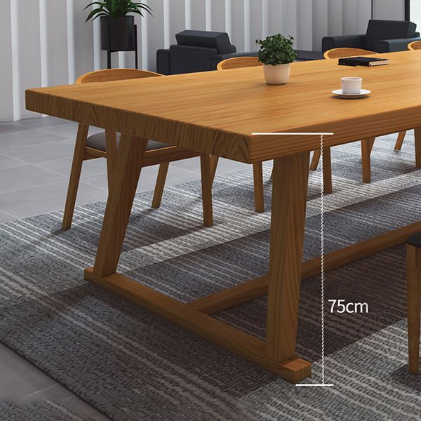 Modern Rectangle Furniture Pine Solid Wood Dining Site Table with Trestle Base Clearhalo ' dining_table' 'Dining Tables & Seating' 'Dining Tables' 'furn' 'furn_dining_table' 'Furniture' 'furniture_dining_table' 'Kitchen & Dining Furniture' 'kitchen&dining_furn' 'kitchen' 'kitchen_dining_table' 1200x1200_fdb26723-b08e-4e97-8d2b-e66f4aff21a3