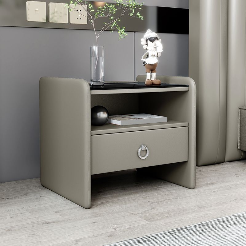 18" H Modern Bed Nightstand Glass Top Solid Wood Open Storage Night Table Clearhalo 'Bedroom Furniture' 'furn' 'furn_night_stand' 'Furniture' 'night_stand' 'Nightstands' 1200x1200_fdb286df-a34d-4535-bf65-a0f1d0abf7f6
