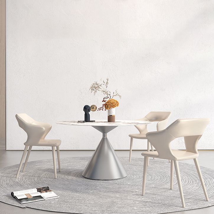 Sintered Stone Top Dining Table in White for Restaurant Modern Round Table with Metal Pedestal Clearhalo ' dining_table' 'Dining Tables & Seating' 'Dining Tables' 'furn' 'furn_dining_table' 'Furniture' 'furniture_dining_table' 'Kitchen & Dining Furniture' 'kitchen&dining_furn' 'kitchen' 'kitchen_dining_table' 1200x1200_fdb2c30a-206c-4500-ad6f-73daf5061dc8