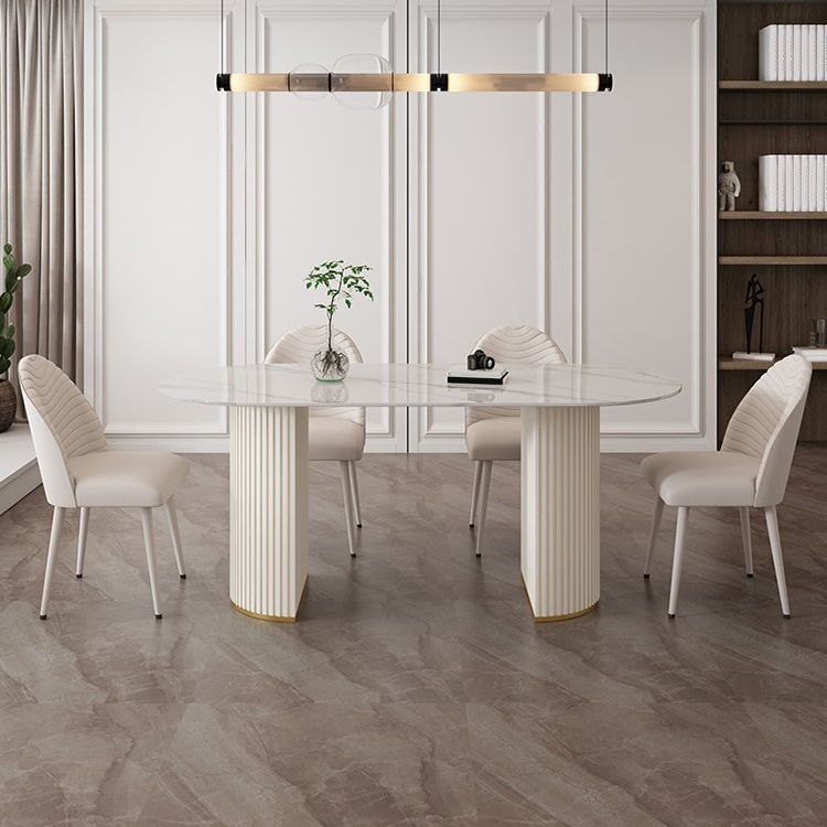 Sintered Stone White Table for Restaurant Modern Dining Table with Double Pedestal Base Clearhalo ' dining_table' 'Dining Tables & Seating' 'Dining Tables' 'furn' 'furn_dining_table' 'Furniture' 'furniture_dining_table' 'Kitchen & Dining Furniture' 'kitchen&dining_furn' 'kitchen' 'kitchen_dining_table' 1200x1200_fdb4ee34-72e3-4da3-b4fe-f442bdb5fcc7