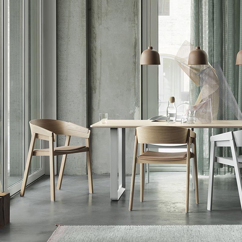 Sedia a braccio da pranzo in legno sedia da pranzo moderna con gambe in legno