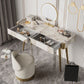 Glam White and Gold Makeup Vanity Set Slate Make-up Vanity with 2 Drawers Clearhalo 'Bedroom Furniture' 'furn' 'furn_makeup_vanities' 'Furniture' 'Makeup Vanities' 'makeup_vanities' 1200x1200_fdb63864-9015-4ddd-b6ea-85c52253fb46