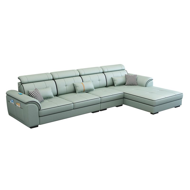 Pillowed Back Cushions Cotton Blend /Faux Leather Furniture Sectionals Clearhalo 'furn' 'furn_sectionals' 'Furniture' 'furniture_sectionals' 'kitchen' 'kitchen_sectionals' 'Living Room Furniture' 'Sectionals' 1200x1200_fdb65f29-3ddf-4e90-bd7b-db1a85bb3748