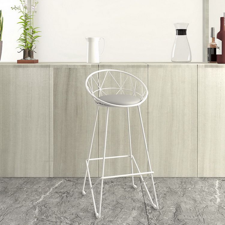 Nordic Backrest Armless Counter Stool Iron Cafe Bar Stool with Leather Cushion Clearhalo 'Bar Furniture' 'Bar Stools' 'bar_stools' 'furn' 'furn_bar_stools' 'Furniture' 'Kitchen & Dining Furniture' 1200x1200_fdb740f8-353e-46d9-ba6e-278ec334980a