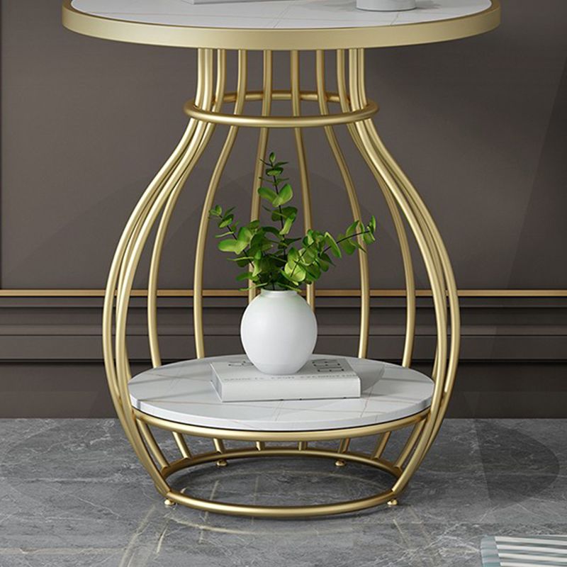 Modern Luxurious Metal Side Table Round Frame Sofa Side Accent Table Clearhalo 'Coffee & Accent Tables' 'End & Side Tables' 'end_side_tables' 'furn' 'furn_end_side_tables' 'Furniture' 'Living Room Furniture' 1200x1200_fdb7ff25-1746-4e09-858b-6b220c9ffb9f
