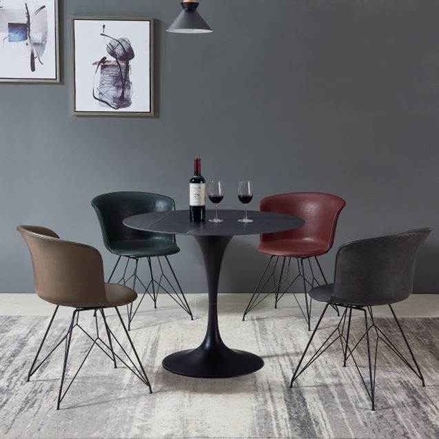 Modern Style Round Dining Table Sintered Stone Table with Tulip Base for Home Use Clearhalo ' dining_table' 'Dining Tables & Seating' 'Dining Tables' 'furn' 'furn_dining_table' 'Furniture' 'furniture_dining_table' 'Kitchen & Dining Furniture' 'kitchen&dining_furn' 'kitchen' 'kitchen_dining_table' 1200x1200_fdba587b-051a-4adb-8faa-f3c2c6bca16b