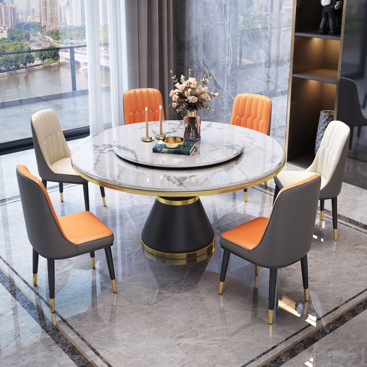 Marble Dining Table Luxury Style Single Pedestal Base Round Table for Home Clearhalo ' dining_table' 'Dining Tables & Seating' 'Dining Tables' 'furn' 'furn_dining_table' 'Furniture' 'furniture_dining_table' 'Kitchen & Dining Furniture' 'kitchen&dining_furn' 'kitchen' 'kitchen_dining_table' 1200x1200_fdbcddbf-85b5-44f9-ad89-36dfa56105c7