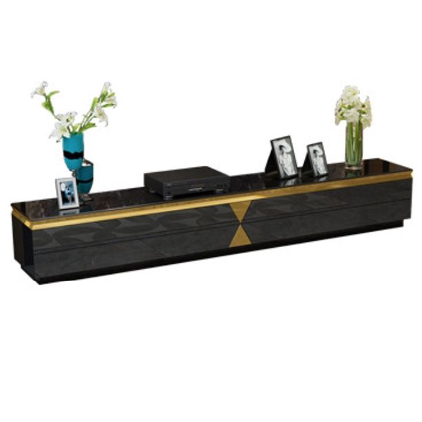 Glas- en houten tv -mediaconsole met laden Glam TV Stand Console