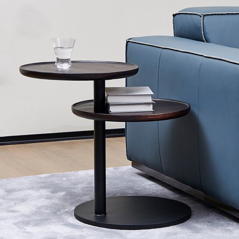 Modernistic Living Room Double Tier Round with Storage Pedestal Wood Side Table Clearhalo 'Coffee & Accent Tables' 'End & Side Tables' 'end_side_tables' 'furn' 'furn_end_side_tables' 'Furniture' 'Living Room Furniture' 1200x1200_fdc0e17c-c568-4dba-9167-c98f1544beff