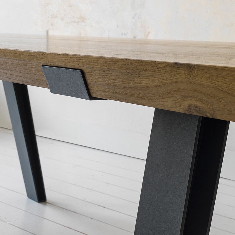 Table en métal et bois Table à manger rectangulaire de style moderne du milieu du siècle