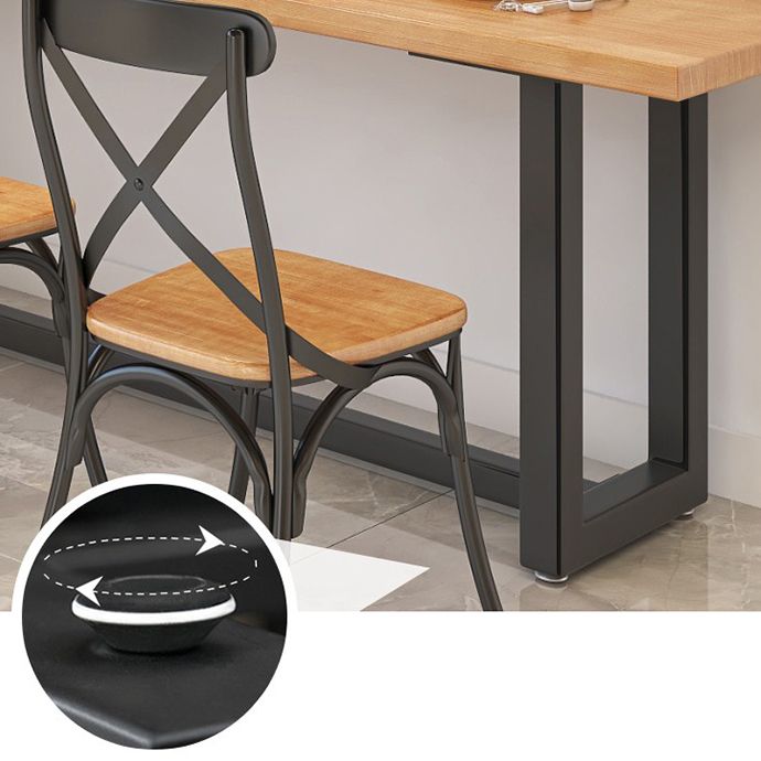 Industrial Trestle Base Dining Table Metal and Wood Dining Table Clearhalo 'Dining Tables & Seating' 'Dining Tables' 'dining_table' 'furn' 'furn_dining_table' 'Furniture' 'Kitchen & Dining Furniture' 1200x1200_fdc31221-02ec-4efe-8b19-c1df8bb5d5b0