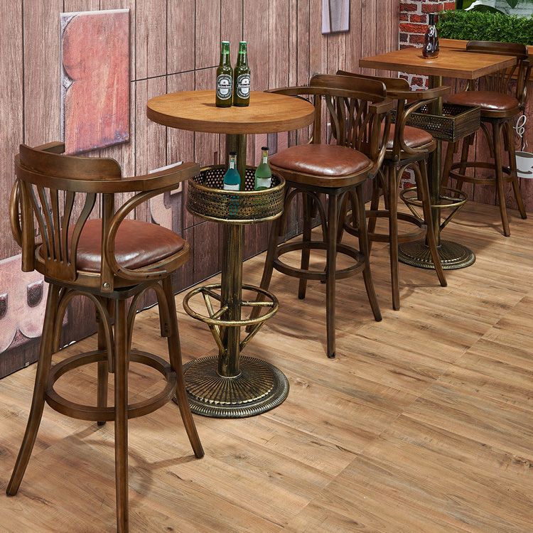 Industrial Solid Wood Bar Table Set 1/3/4/5 Pieces Counter Table with High Stools Clearhalo 'Bar Furniture' 'furn' 'furn_home_bar_bar_sets' 'Furniture' 'Home Bars & Bar Sets' 'home_bar_bar_sets' 'Kitchen & Dining Furniture' 1200x1200_fdc34105-b40a-4d3e-92a7-deba69f1c422