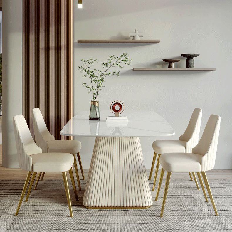 White Dinette Set with Leather Chairs 1/4/5 Pcs Modern Rectangle Dining Table Set Clearhalo 'Dining Room Sets' 'Dining Tables & Seating' 'dining_room_set' 'furn' 'furn_dining_room_set' 'Furniture' 'Kitchen & Dining Furniture' 1200x1200_fdc360f7-8dd2-4a12-af24-51394e8e507f