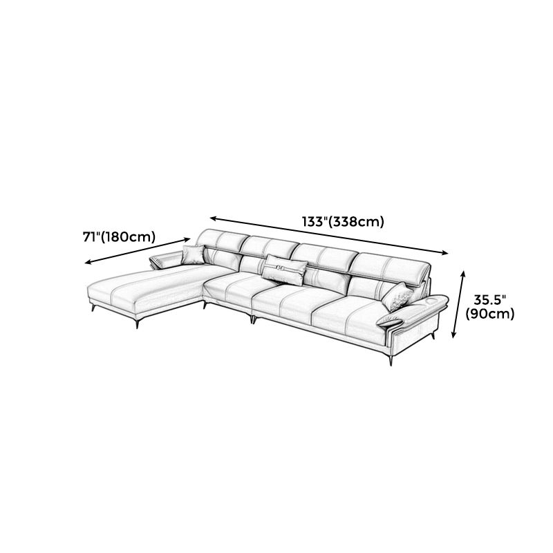 Contemporary Sewn Pillow Back Sofa 35.43"H Pillow Top Arm Sectional Clearhalo 'furn' 'furn_sofas' 'Furniture' 'furniture_sectionals' 'kitchen' 'kitchen_sofas' 'Living Room Furniture' 'Sectionals' 'Sofa' 'sofas' 1200x1200_fdc42512-cd94-4ed3-abc7-93c6d04b7b71