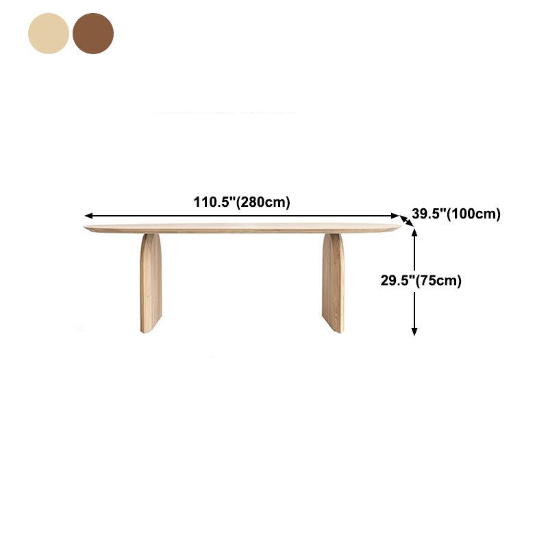Oval Dining Table Pine Solid Wood Dining Table with Double Pedestal Clearhalo 'Dining Tables & Seating' 'Dining Tables' 'dining_table' 'furn' 'furn_dining_table' 'Furniture' 'Kitchen & Dining Furniture' 1200x1200_fdc49d60-8af0-4b41-8f31-c0cd3a46b52b