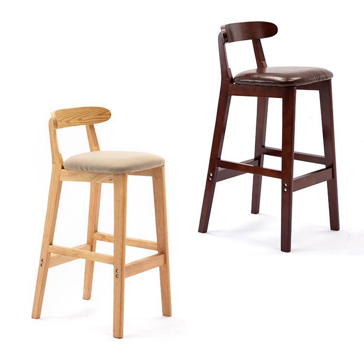 Scandinavian Rubberwood Upholstered Bar Stools Matte Finish Footrest Stool Clearhalo 'Bar Furniture' 'Bar Stools' 'bar_stools' 'Furniture' 'furniture_bar_stools' 'Kitchen & Dining Furniture' 1200x1200_fdc5348f-fd21-4566-a8ea-5d67007fced0