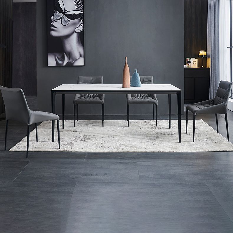 Modern Rectangle Dining Table Sintered Stone Dining Table with 4 Metal Legs Clearhalo ' dining_table' 'Dining Tables & Seating' 'Dining Tables' 'Furniture' 'furniture_dining_table' 'Kitchen & Dining Furniture' 'kitchen&dining_furn' 'kitchen' 'kitchen_dining_table' 1200x1200_fdc6d3c3-fb18-4d78-ac00-f1df43088e78