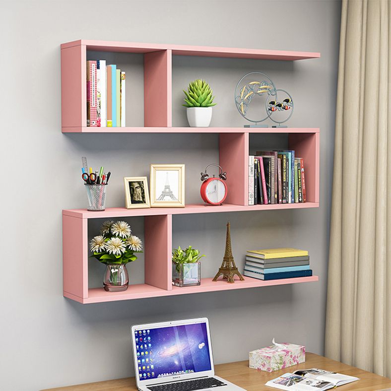 Contemporary Style Geometric Bookshelf, 3-shelf Engineered Wood Bookcase, 29.5" H