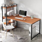 Metal and Wood Writing Desk Contemporary Corner Bedroom Office Desk with Bookshelf Clearhalo 'furn' 'furn_office_desk' 'Furniture' 'Office Desks' 'Office Furniture' 'office_desk' 1200x1200_fdc78c3c-831d-4fda-90ec-9435c640bcd5