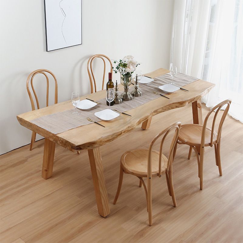 Modern Khaki Solid Wood Dining Table Rectangle Kitchen Dining Table with 4 Legs Base Clearhalo ' dining_table' 'Dining Tables & Seating' 'Dining Tables' 'furn' 'furn_dining_table' 'Furniture' 'furniture_dining_table' 'Kitchen & Dining Furniture' 'kitchen&dining_furn' 'kitchen' 'kitchen_dining_table' 1200x1200_fdc882ac-4433-4205-b3bd-8c0a1ea63d17