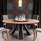 Modern Style Home Solid Wood Dining Table Round Table with Metallic Base Clearhalo ' dining_table' 'Dining Tables & Seating' 'Dining Tables' 'Furniture' 'furniture_dining_table' 'Kitchen & Dining Furniture' 'kitchen&dining_furn' 'kitchen' 'kitchen_dining_table' 1200x1200_fdc89a7b-6ffd-4f8a-bb6b-3acabf01438b