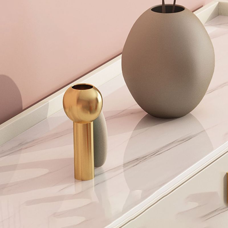 Tabla lateral de piedra de mesa de estilo glamoroso con gabinete y cajones