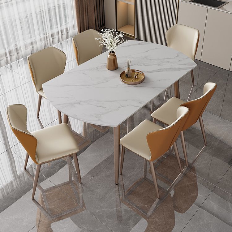 Metal and Slate Table Contemporary Style Home Retractable Round Dining Table Clearhalo 'Dining Tables & Seating' 'Dining Tables' 'dining_table' 'furn' 'furn_dining_table' 'Furniture' 'Kitchen & Dining Furniture' 1200x1200_fdc9e645-9833-405d-8fba-ade34b214889
