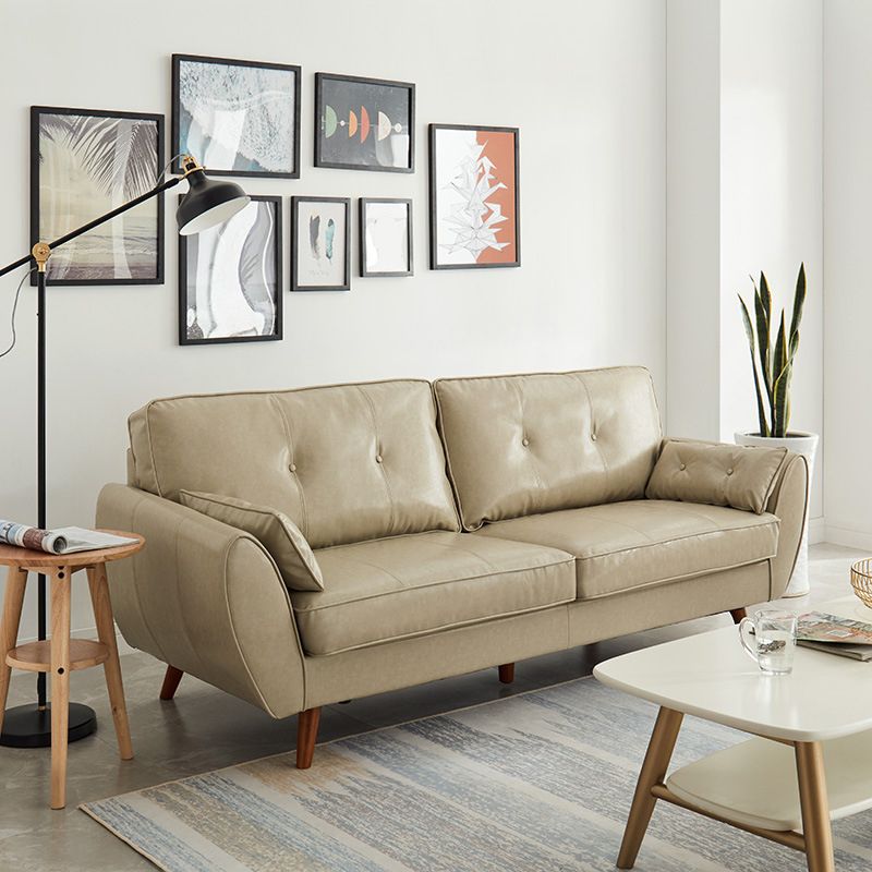 Contemporary Faux Leather Sofa Flared Arm Button-tufted Loose Back Sofa for Living Room Clearhalo 'furn' 'furn_sofas' 'Furniture' 'furniture_sofas' 'kitchen' 'kitchen_sofas' 'Living Room Furniture' 'Sofa' 'sofas' 1200x1200_fdcaf560-42ac-40c7-a9b1-c43edd760853