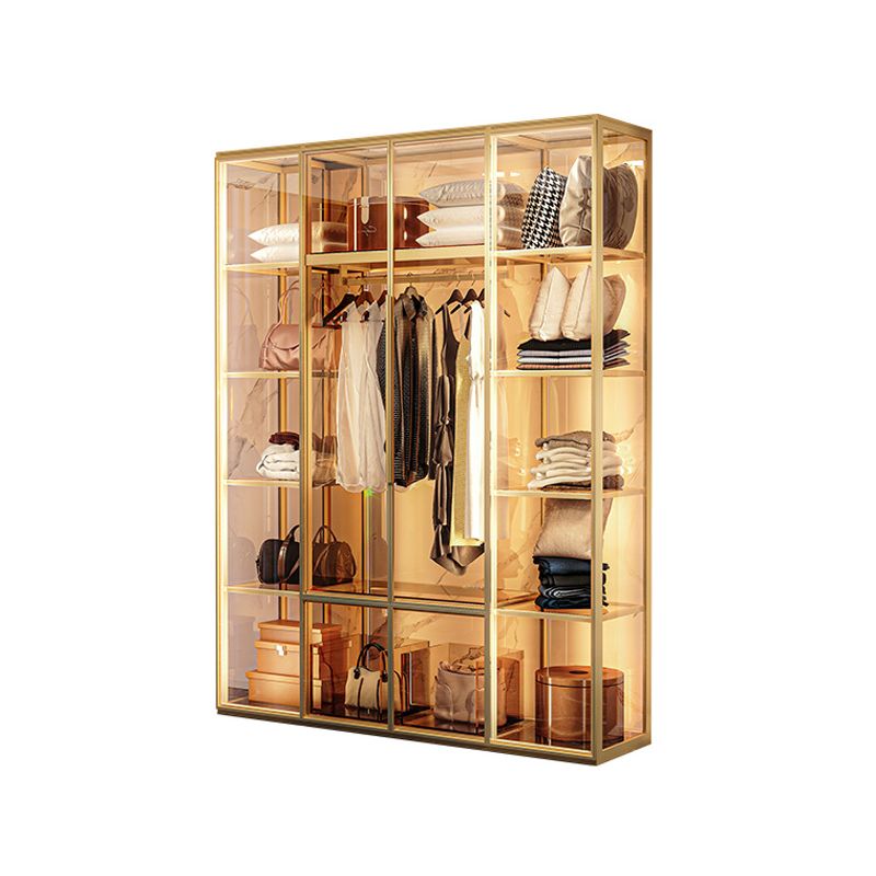 Metal Storage Cabinet with Glass Doors Contemporary Hinged Door Cabinet Clearhalo 'Armoires & Wardrobes' 'armoires_wardrobes' 'Bedroom Furniture' 'furn' 'furn_armoires_wardrobes' 'Furniture' 1200x1200_fdcb34ec-ef21-45ee-b60c-de79698d694c
