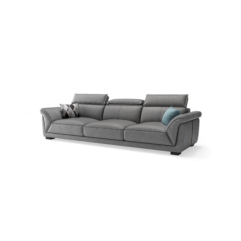 Modern Faux Leather Sectional Sofa 33.46"High Flared Arm Sofa and Chaise, Grey Clearhalo 'furn' 'furn_sectionals' 'Furniture' 'furniture_sectionals' 'kitchen' 'kitchen_sectionals' 'Living Room Furniture' 'Sectionals' 1200x1200_fdcb7ccc-e23f-4a66-9629-ca801fb8fa70