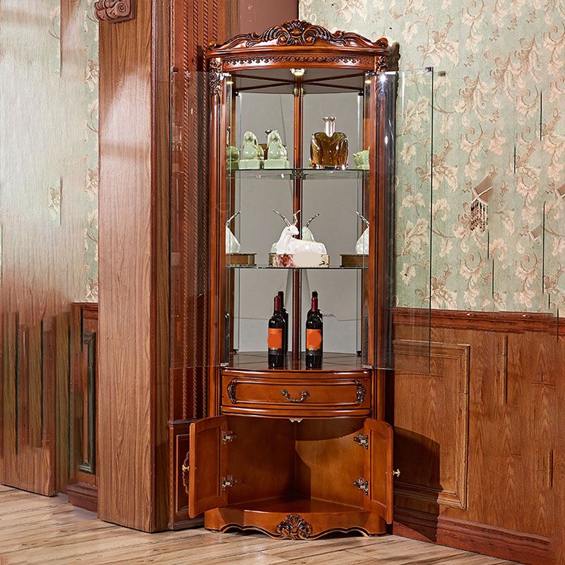 ドア付きのガラスパーン付きソリッドウッドの素朴なノブアクセントキャビネット