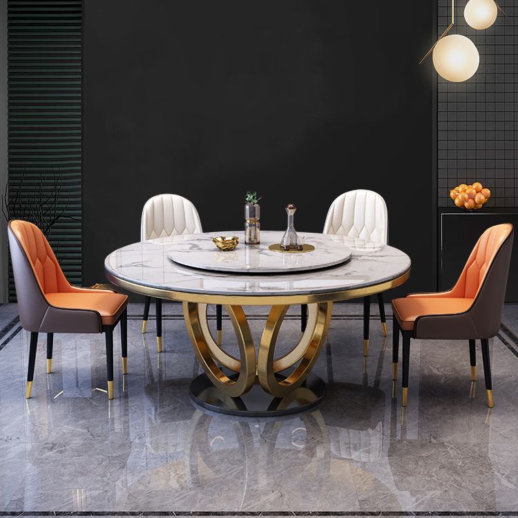 Metal Modern Round Indoor Table Sintered Stone Table for Kitchen and Dining Room Clearhalo ' dining_table' 'Dining Tables & Seating' 'Dining Tables' 'furn' 'furn_dining_table' 'Furniture' 'furniture_dining_table' 'Kitchen & Dining Furniture' 'kitchen&dining_furn' 'kitchen' 'kitchen_dining_table' 1200x1200_fdce18fd-1255-4869-8bb1-201525f56486