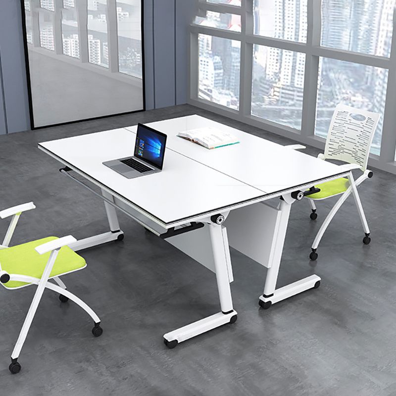 Bureau de bureau en bois contemporain Bureau rectangulaire avec roues lance-roues