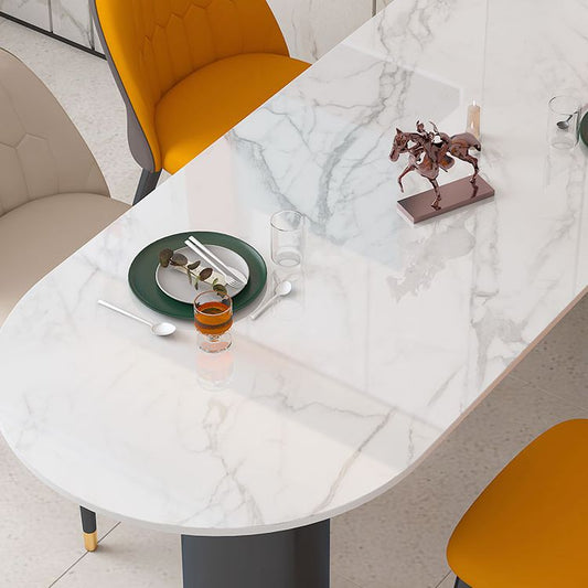 石の三脚ベースダイニングテーブルホーム用コンテンポラリースタイルダイニングルームテーブル