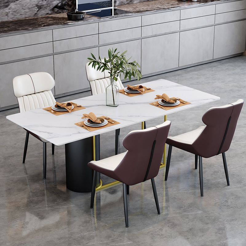 Nordic 1/5 Pieces Dining Set Rectangle Stone Dining Table for Living Room Clearhalo 'Dining Room Sets' 'Dining Tables & Seating' 'dining_room_set' 'furn' 'furn_dining_room_set' 'Furniture' 'Kitchen & Dining Furniture' 1200x1200_fdd2b1d5-f5ac-4bb0-bb7a-55d281164507