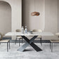 Industrial Sintered Stone Dining Table Single Pedestal Base Rectangle Table for Home Clearhalo ' dining_table' 'Dining Tables & Seating' 'Dining Tables' 'furn' 'furn_dining_table' 'Furniture' 'furniture_dining_table' 'Kitchen & Dining Furniture' 'kitchen&dining_furn' 'kitchen' 'kitchen_dining_table' 1200x1200_fdd5311f-f38d-4503-910f-fe257df0c88e