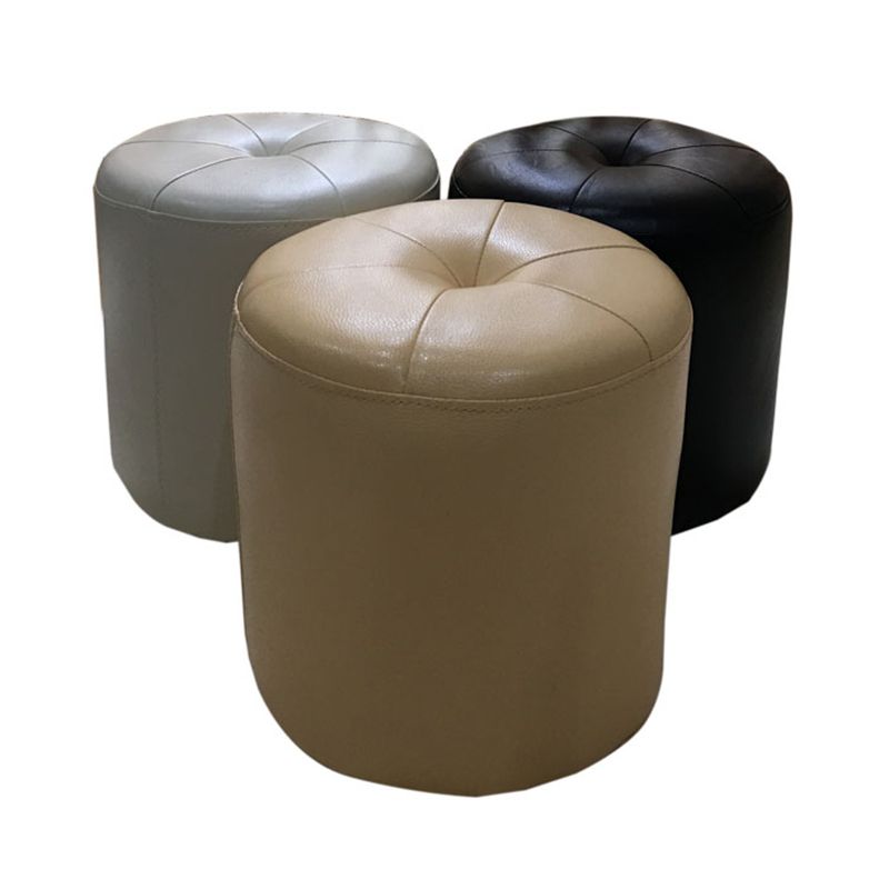 Modern PU Leather Pouf Chair Plain Cylinder Shape Tufted Mildew Resistant Ottoman Stool Clearhalo 'furn' 'furn_ottomans_poufs' 'Furniture' 'Living Room Furniture' 'Ottomans & Poufs' 'ottomans_poufs' 1200x1200_fdd62e2b-1633-400e-b9ed-36a7675789d5