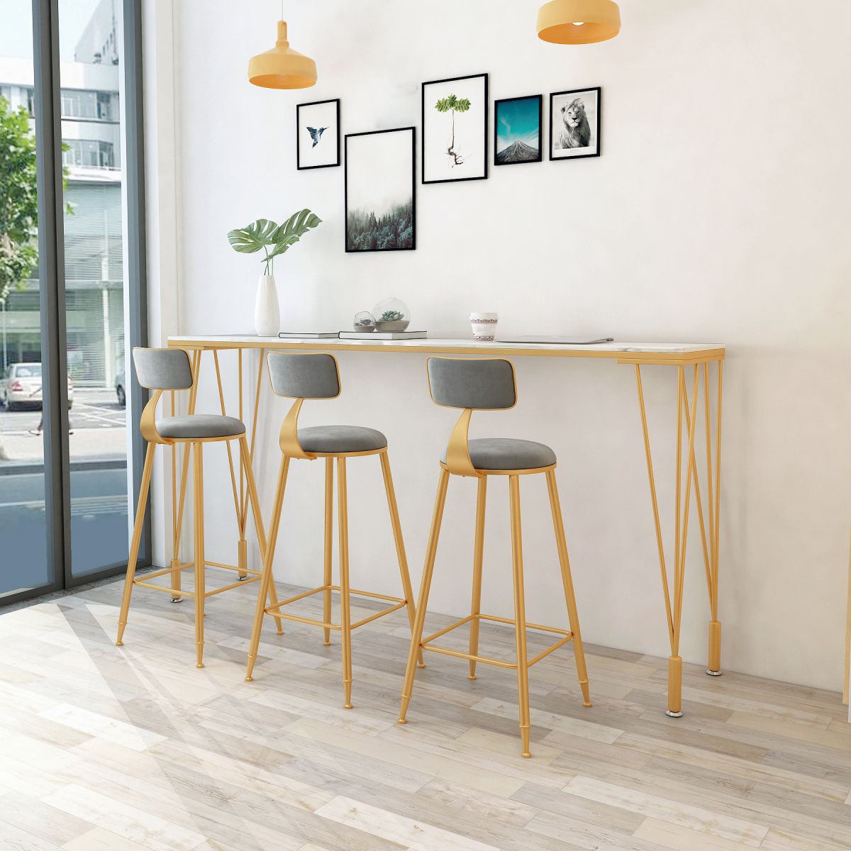 Glam Style Bar Table 42-inch Height Gold 4 Legs Bistro Table for Living Room Clearhalo 'Bar Furniture' 'Bar Tables' 'bar_tables' 'furn' 'furn_bar_tables' 'Furniture' 'furniture_bar_tables' 'Kitchen & Dining Furniture' 1200x1200_fdd74fbe-9ec2-4880-905d-65cc94470f9b