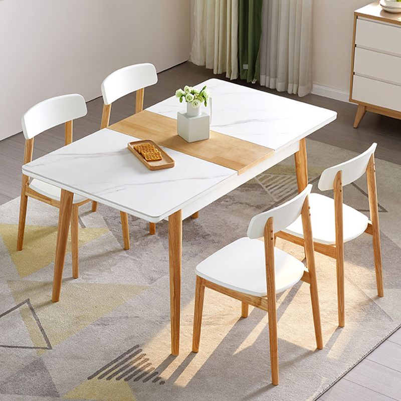 7 stuks moderne stijl witte top massief houtbasis dinerset voor thuis