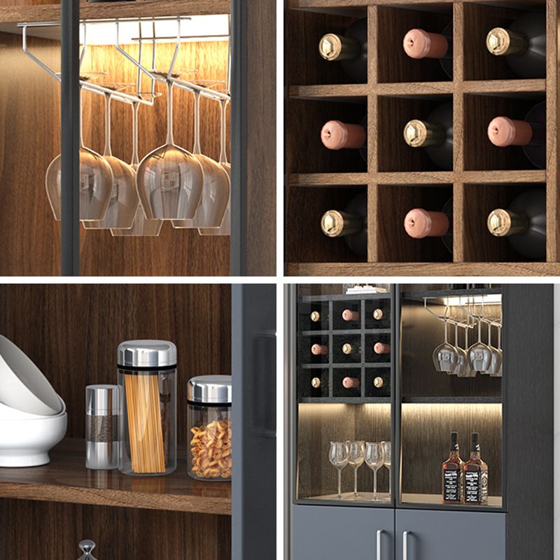 Contemporary Glass Doors Display Stand Faux Wood Hutch Buffet for Bedroom Clearhalo 'Display & China Cabinets' 'display_china_cabinets' 'furn' 'furn_display_china_cabinets' 'Furniture' 'Kitchen & Dining Furniture' 1200x1200_fdd9e77a-bc71-47d2-a24c-a61c633732cd