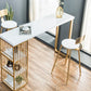 Glam White Marble Table with Rectangle Table Top Double Pedestal Table - 41.3" H Clearhalo 'Bar Furniture' 'Bar Tables' 'bar_tables' 'furn' 'furn_bar_tables' 'Furniture' 'furniture_bar_tables' 'Kitchen & Dining Furniture' 1200x1200_fddb27f2-7aff-4433-9bdf-534720d8572e