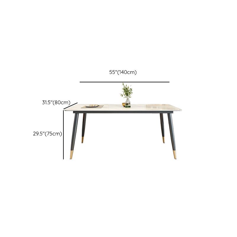 Stone Top Dining Table Metal Base Home Dinner Room Kitchen Table