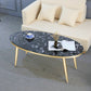 Oval Faux Marble Coffee Table 1 Single 4 Legs Cocktail Table