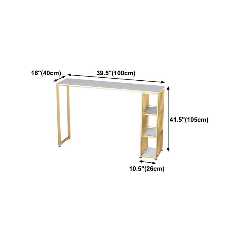 Glam Rectangle Faux Marble Bistro Table Iron Double Pedestal Bar Dining Table, Only Table Clearhalo 'Bar Furniture' 'Bar Tables' 'bar_tables' 'furn' 'furn_bar_tables' 'Furniture' 'furniture_bar_tables' 'Kitchen & Dining Furniture' 1200x1200_fdde7f54-8fa5-45d5-8de9-4f95c8e647d1