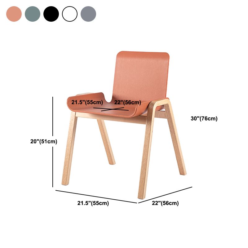 Contemporary Dining Plastic Chairs Armless Chair with Wood Legs for Home