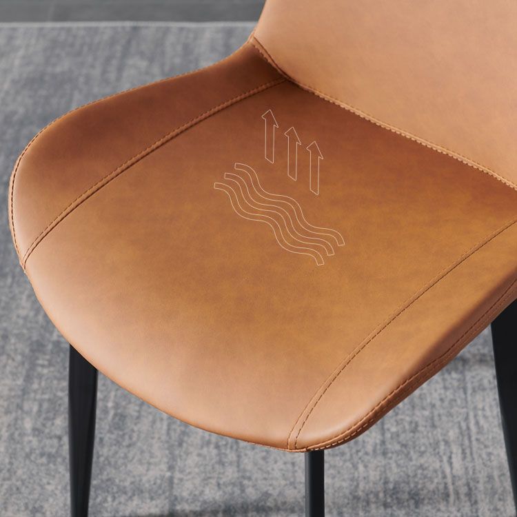 Contemporary Style Leather Dining Chairs Solid Back Armless Side Chairs (Set of 2) Clearhalo ' kitchen&dining_furn' 'Dining Chairs' 'Dining Tables & Seating' 'dining_chair' 'furn' 'furn_dining_chair' 'Furniture' 'furniture_dining_chair' 'Kitchen & Dining Furniture' 'kitchen' 1200x1200_fddf1ad4-505b-486d-9ed0-d3abe5640c53