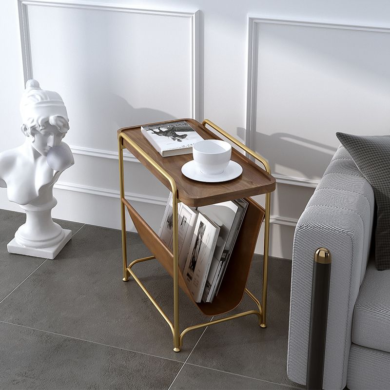 Rectangle Wood Top Side Table Iron Frame End Table with Magazine Holder Clearhalo 'Coffee & Accent Tables' 'End & Side Tables' 'end_side_tables' 'furn' 'furn_end_side_tables' 'Furniture' 'Living Room Furniture' 1200x1200_fddf80be-75b2-41ed-b81a-f24da15128a5