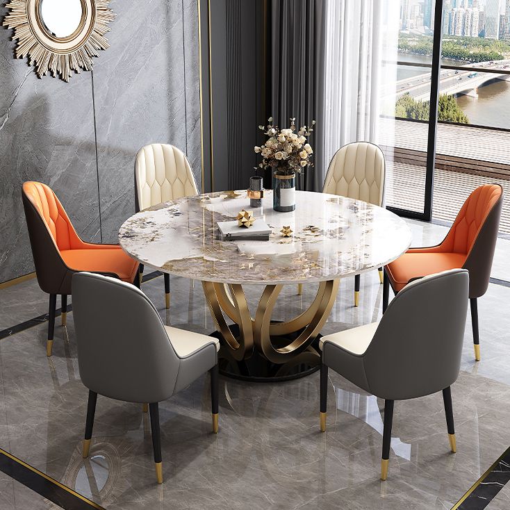 Glam Restaurant Sintered Stone Table Round Pedestal Dining Table Clearhalo 'Dining Tables & Seating' 'Dining Tables' 'dining_table' 'furn' 'furn_dining_table' 'Furniture' 'furniture_dining_table' 'Kitchen & Dining Furniture' 'kitchen' 'kitchen_dining_table' 1200x1200_fde1c084-ac18-4cc3-aff1-6b8e199b2e82