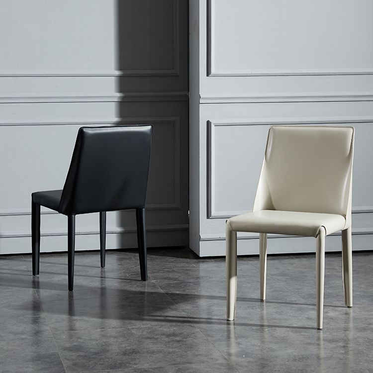 Solid Back Armless Dining Chairs Indoor Leather Side Chairs with Metal Legs Clearhalo ' kitchen&dining_furn' 'Dining Chairs' 'Dining Tables & Seating' 'dining_chair' 'furn' 'furn_dining_chair' 'Furniture' 'furniture_dining_chair' 'Kitchen & Dining Furniture' 'kitchen' 1200x1200_fde35288-0587-4063-9f54-e6113a1a7b1a