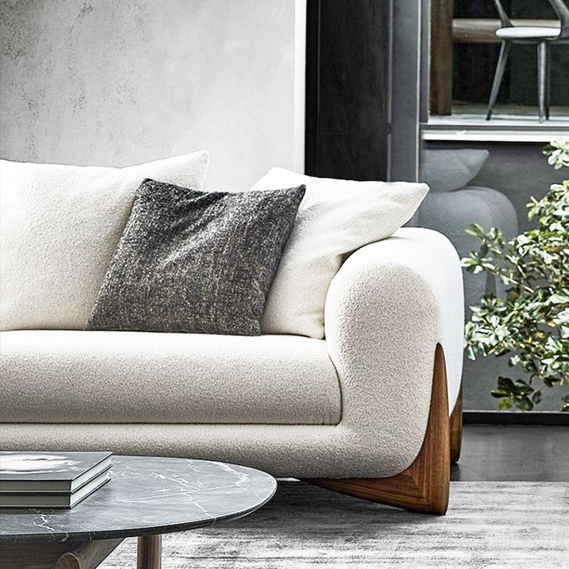 Sofá de estilo moderno hacia la espalda baja con colchoneta de esponja.